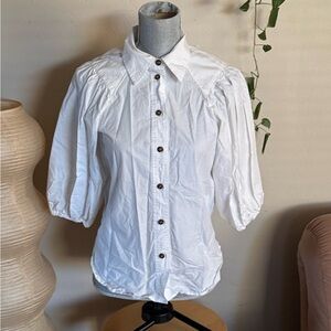 Ganni White Collared Shirt